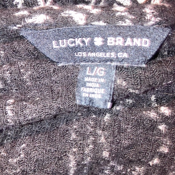 Lucky Brand Embroidered Long Sleeve Top Black White Large - Picture 7 of 9